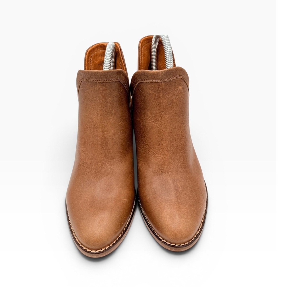 Wolverine 1883 Delaney Leather Ankle Boots 7 Boho Tan Cutout Block Heel Booties - Picture 2 of 7